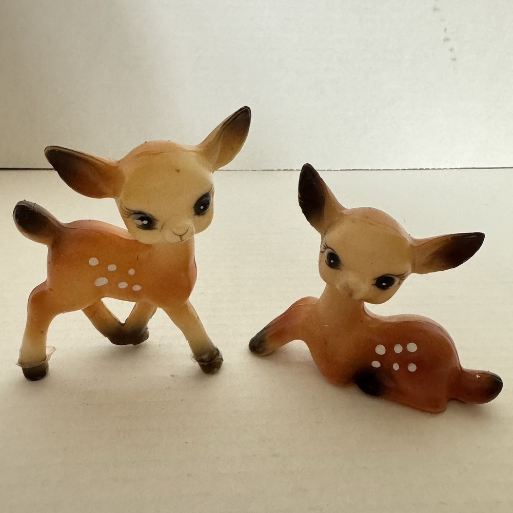 Vintage Hard Plastic Deer Bambi Laying Standing Blow Mold Figure - Picture 8 of 9